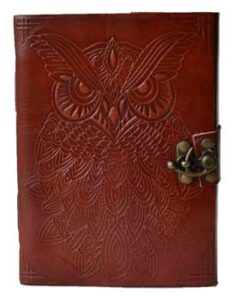 5" x 7" Owl leather blank book w/ latch