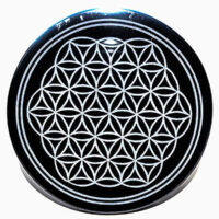 4" Obsidian, Black Flower of Life altar tile